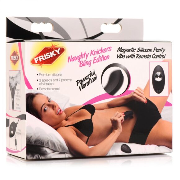 Naughty Knickers Bling Edition Silicone Remote Panty Vibe - Black - Image 11